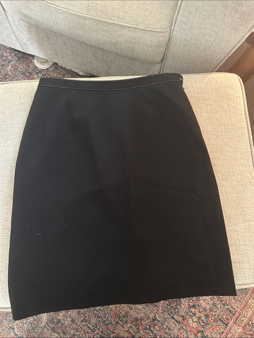 Vintage Ann Taylor Black Pencil Skirt with Contrast Stitching